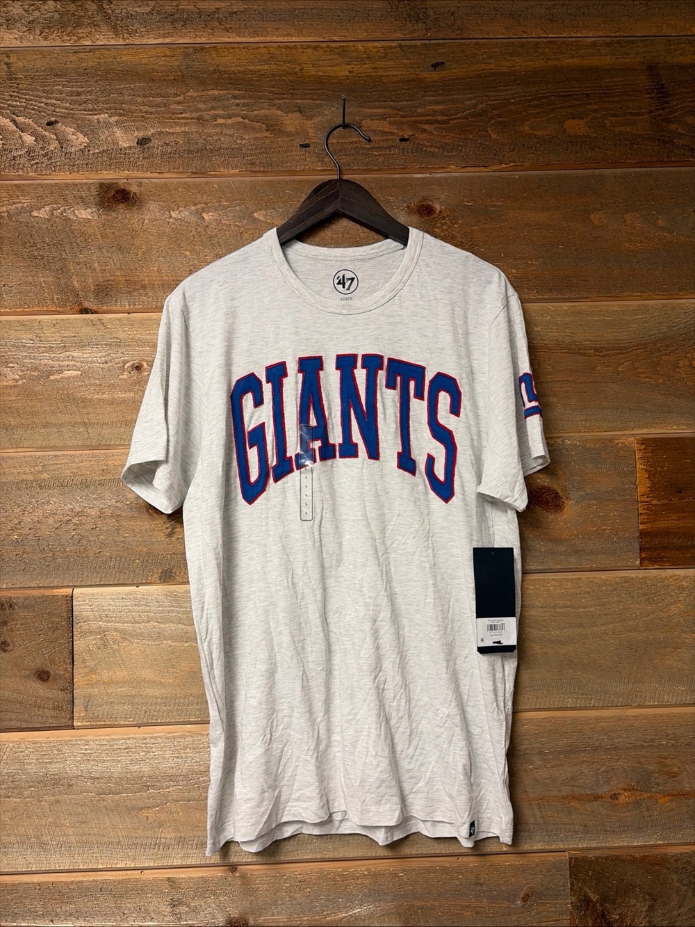 '47 New York Giants Embroidered Spellout Gray Short sleeve Shirt NFL Large